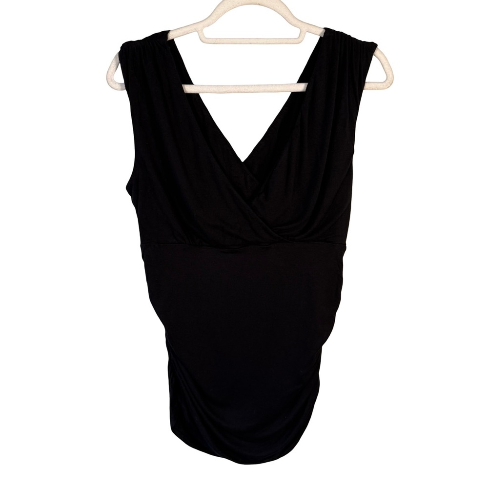 White House Black Market Classic Black Ruched Sleeveless Top Size M Minimalist